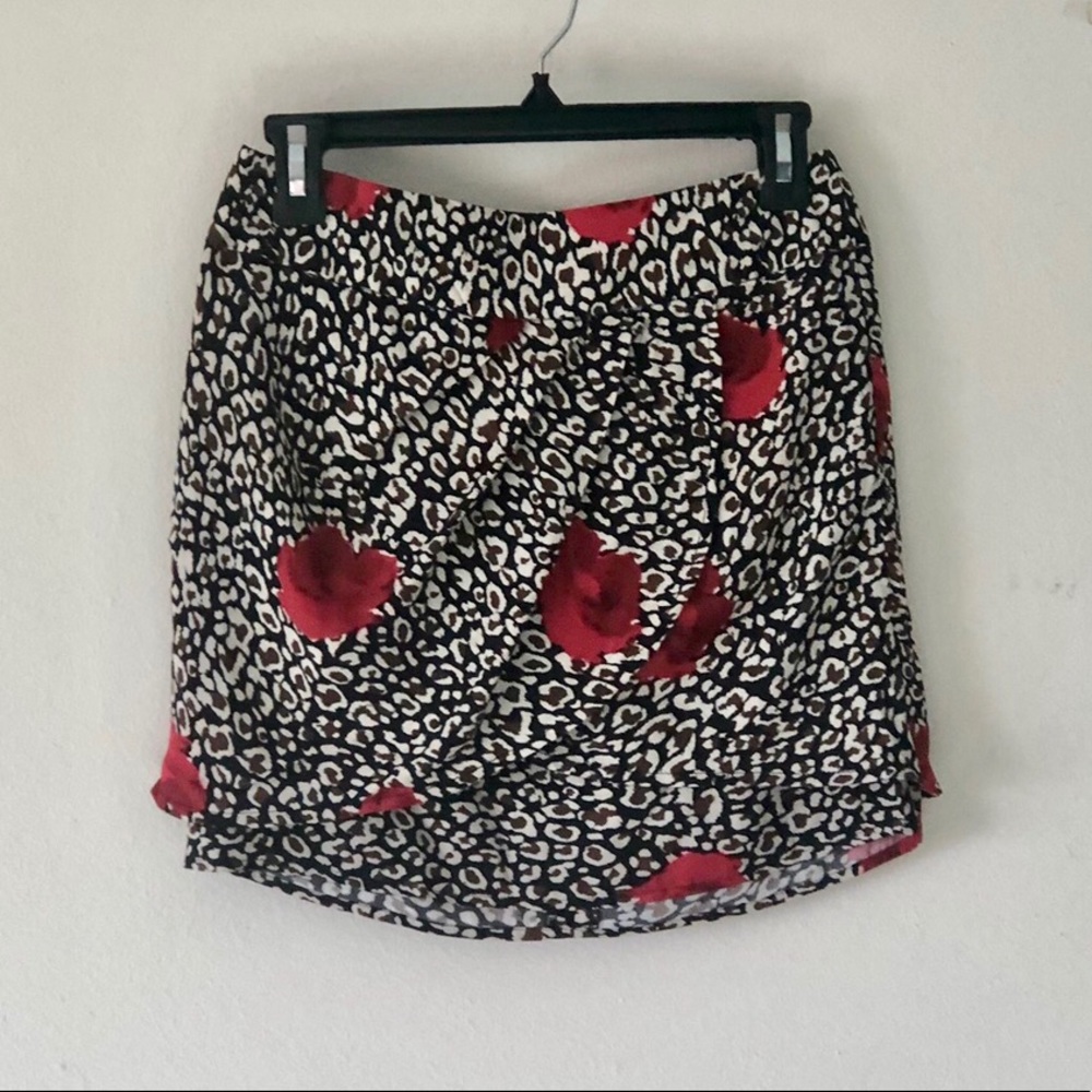 F21 Leopard & Roses 🌹 Layered Skirt